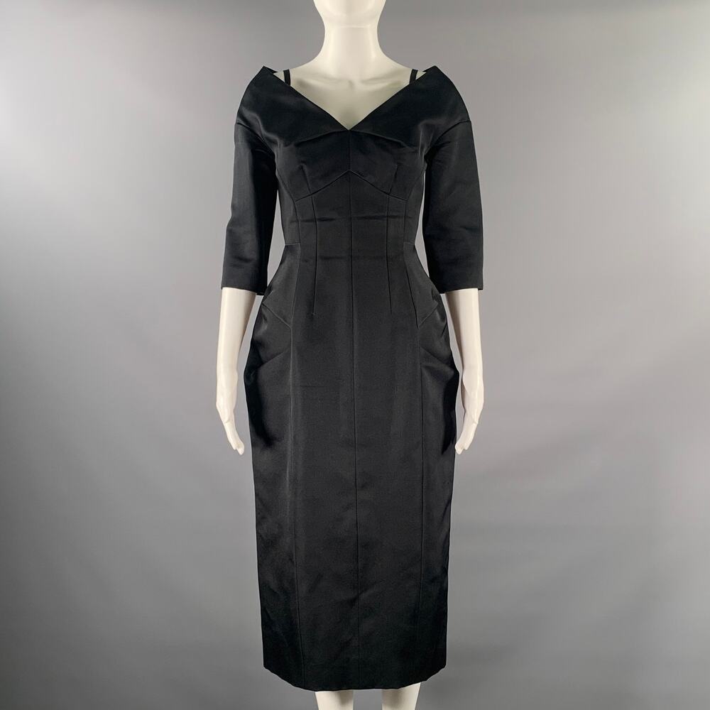 MARC JACOBS Size 0 Black Silk Sheath Knee-Length Dress